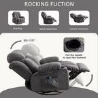 360 Swivel Massage Heat Manual Recliner Fabric Single Lounge Chair with USB Charging and Double Cup Holders