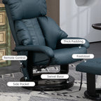 360 Swivel PU Leather Manual Massage Recliner Chair with Footrest, Adjustable Backrest and 10 Point Vibration