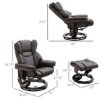 360 Swivel PU Leather Massage Recliner Chair with 10 Vibration Points, Adjustable Backrest and Footrest
