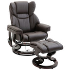 360 Swivel PU Leather Massage Recliner Chair with 10 Vibration Points, Adjustable Backrest and Footrest