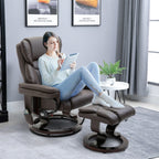 360 Swivel PU Leather Massage Recliner Chair with 10 Vibration Points, Adjustable Backrest and Footrest