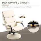 360 Swivel PU Leather Recliner Adjustable Lounge Chair High Back Armchair with Ottoman and Thick Foam Padding