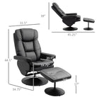 360 Swivel Recliner Chair Adjustable Recline Office Chair Soft PU Leather Computer Chair with Footrest