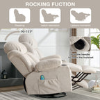 360 Swivel Recliner Massage Heated Sofa Swinging Lounge Chair with USB Charging, Side Pockets and 2 Cup Holders