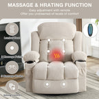 360 Swivel Recliner Massage Heated Sofa Swinging Lounge Chair with USB Charging, Side Pockets and 2 Cup Holders
