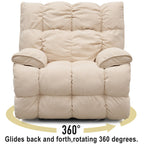 360 Swivel Recliner Upholstery Fabric Glider Rocker Recliner Single Lazy Sofa with Lumbar Support for Living Room