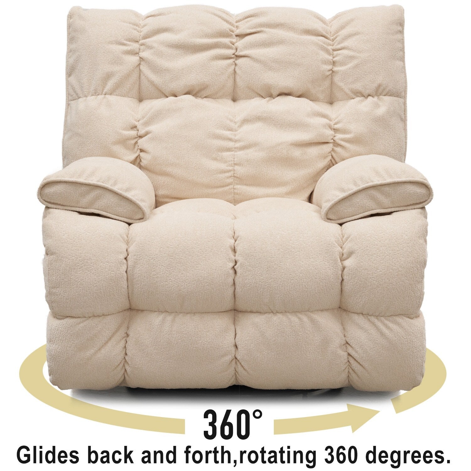 360 Swivel Recliner Upholstery Fabric Glider Rocker Recliner Single Lazy Sofa with Lumbar Support for Living Room