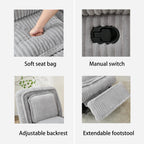 360 Swivel Rocking Recliner with Adjustable Backrest Corduroy