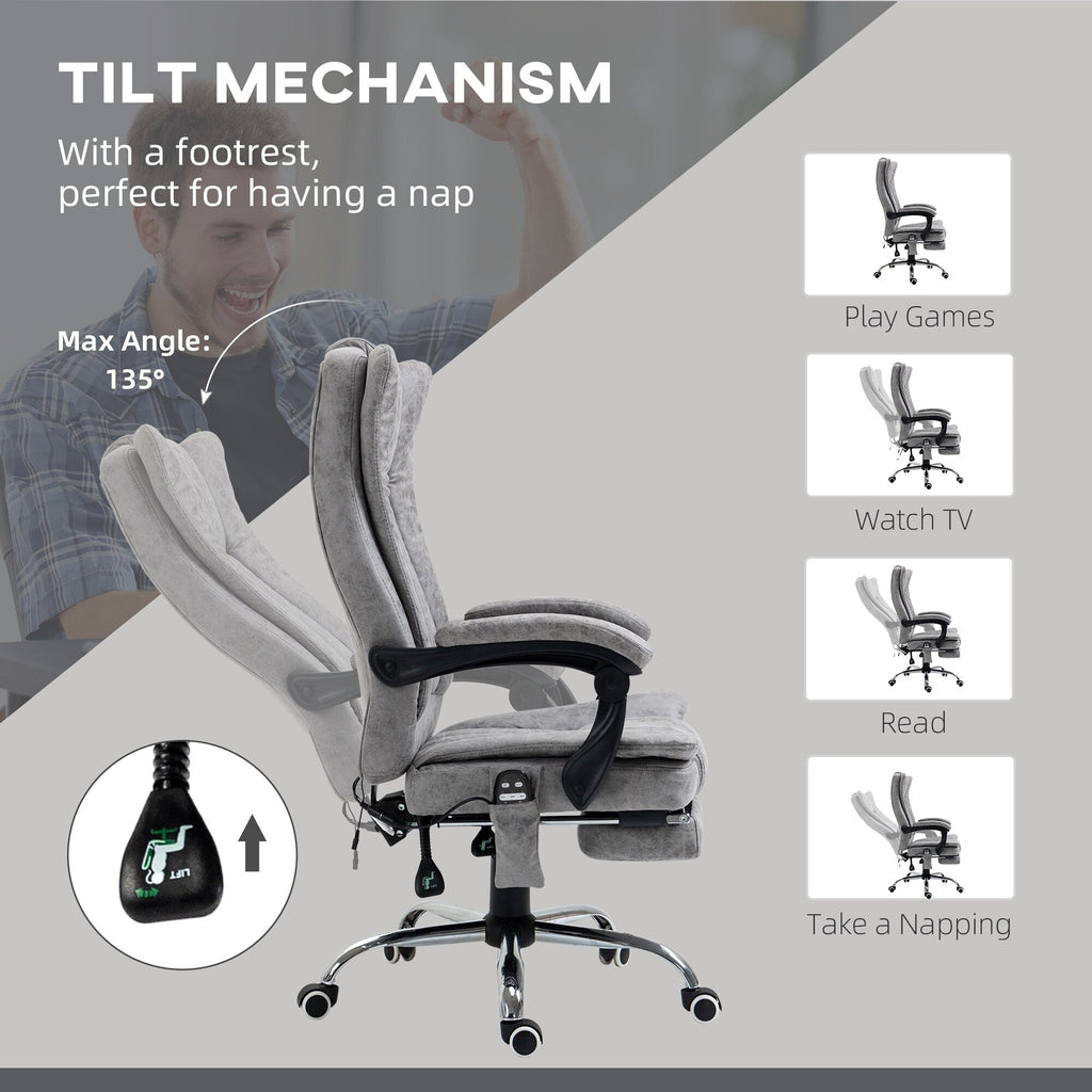 360 swivel Massage Office Chair High Back Recliner Chair with Lumbar Heating, Adjustable Recline and Extendable Footrest