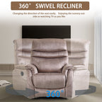 360° Rocking Swivel Recliner Chair with Adjustable Backrest, Durable Fabric, Modern Reclining Sofa with Lumbar Support
