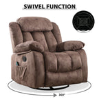 360° Rotatable Swing Manual Massage Rocker Recliner With Heat And Vibration