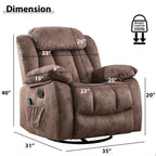 360° Rotatable Swing Manual Massage Rocker Recliner With Heat And Vibration