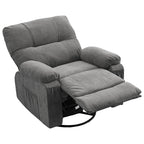 360° Rotating Recliner Chair with Adjustable Backrest, Swivel Rocking Armchair with Footrest, Soft Cushions & Side Pockets