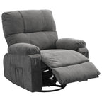 360° Rotating Recliner Chair with Adjustable Backrest, Swivel Rocking Armchair with Footrest, Soft Cushions & Side Pockets