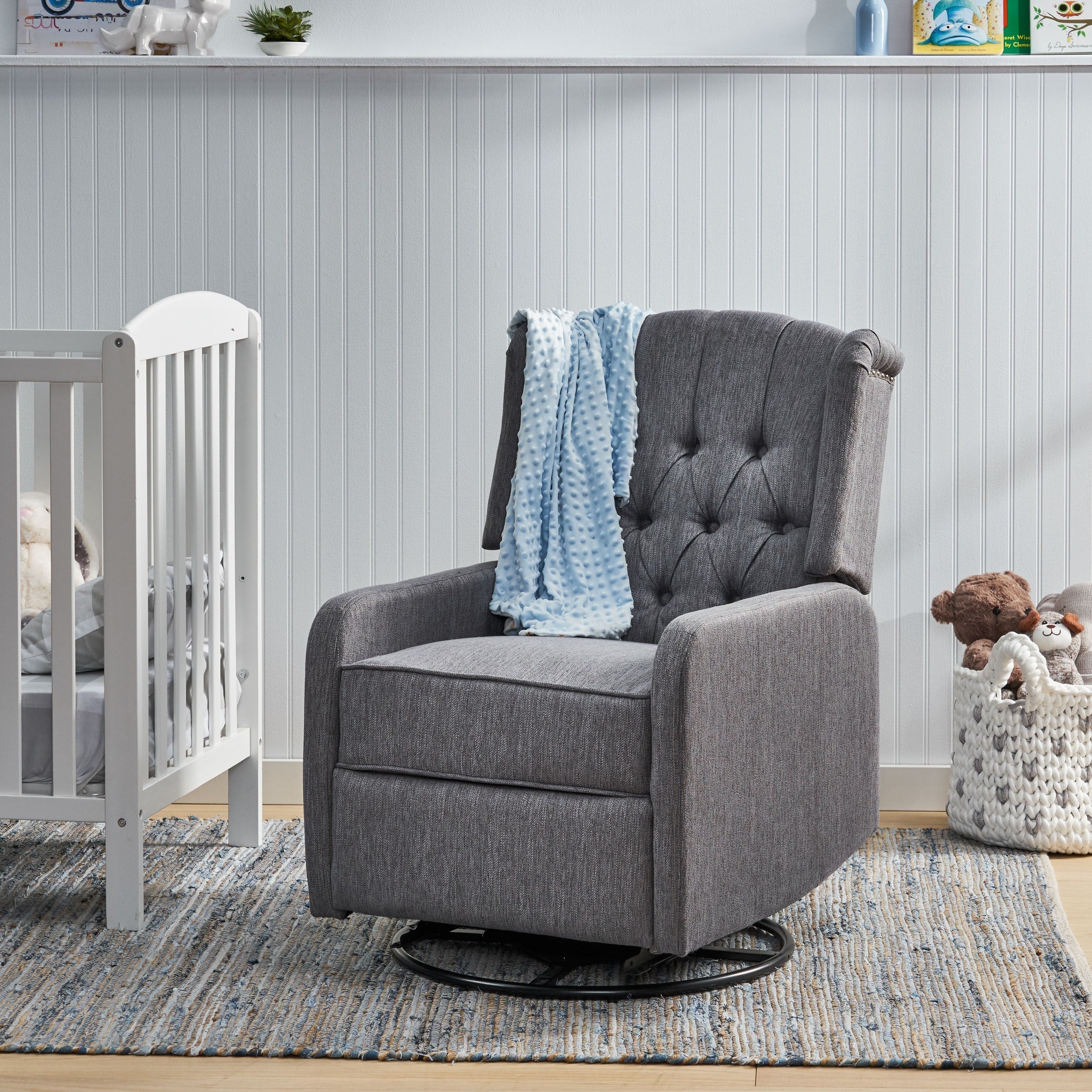 360° Rotation Lounge Chair with Classic Style for Living Room or Bedroom, Lever-Control Recliner for Reading & Relaxation