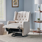 360° Rotation Lounge Chair with Classic Style for Living Room or Bedroom, Lever-Control Recliner for Reading & Relaxation