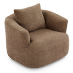 360° Swivel Chair, 38.2 Boucle Accent Chair with Throw Pillow, Upholstered Barrel Sofa Chair with Curved Armrests