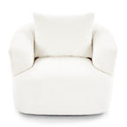360° Swivel Chair, 38.2 Boucle Accent Chair with Throw Pillow, Upholstered Barrel Sofa Chair with Curved Armrests