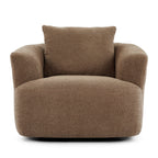 360° Swivel Chair, 38.2 Boucle Accent Chair with Throw Pillow, Upholstered Barrel Sofa Chair with Curved Armrests