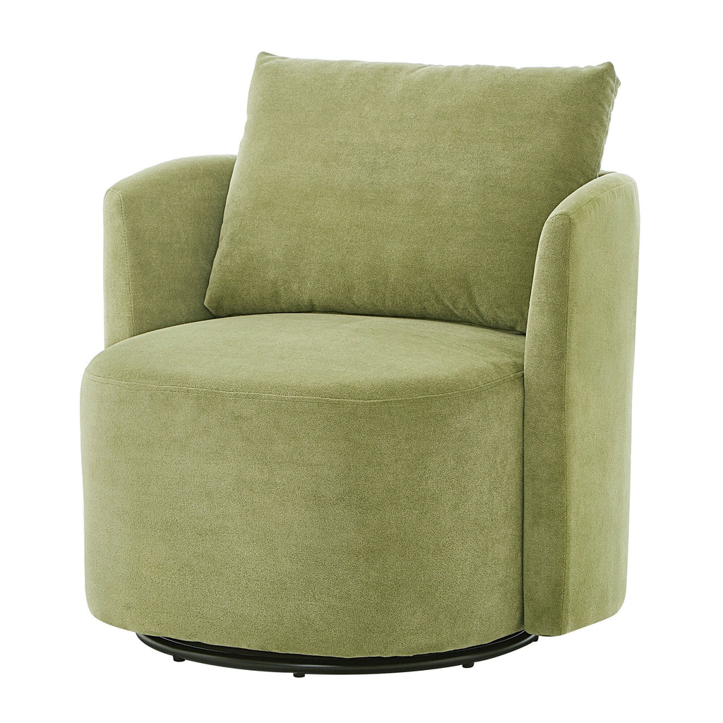 360Â° Swivel Chair, Chenille Barrel Armchair, Curved Design Lounge Chair Upholstered Swivel Sofa Chair for Living Room