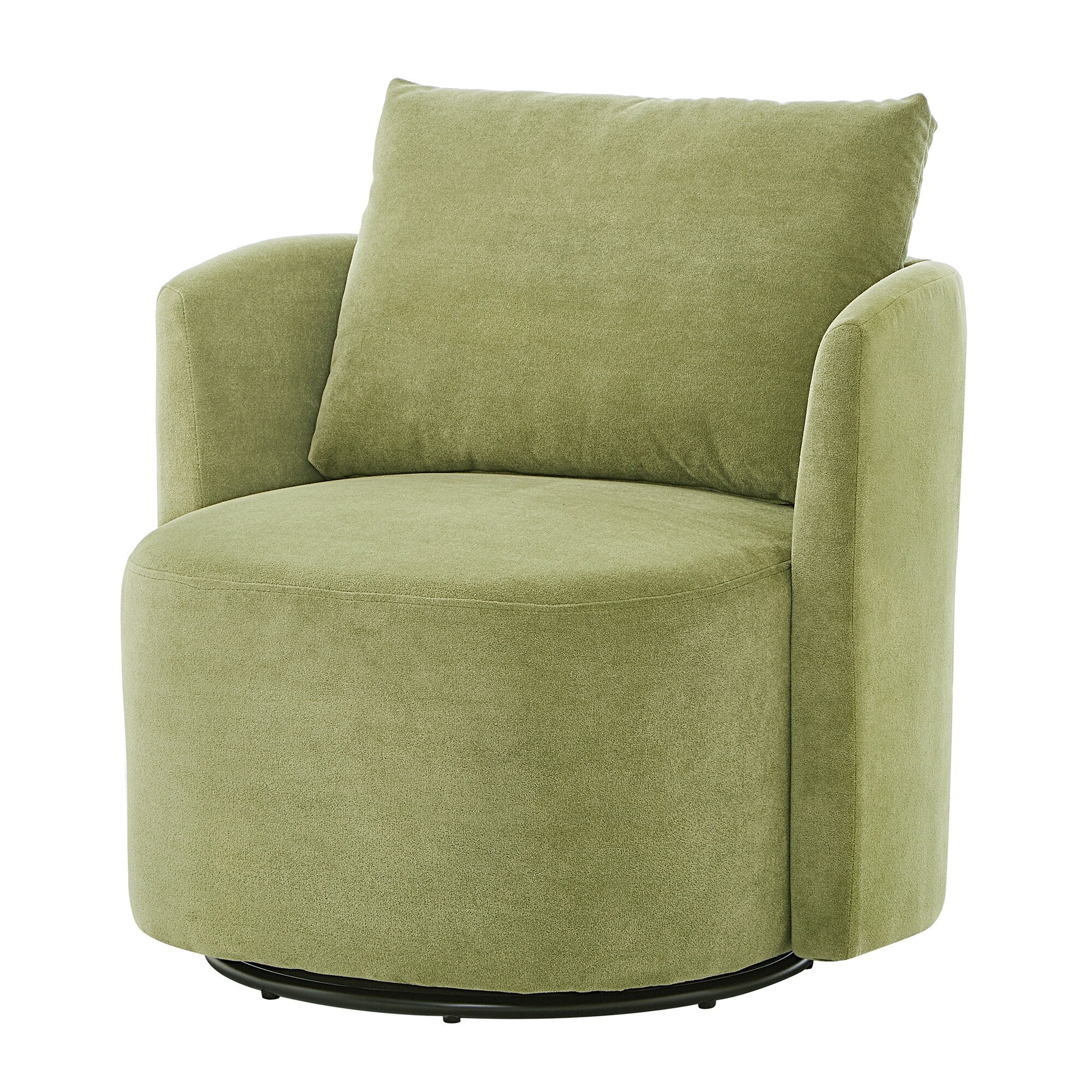 360Â° Swivel Chair, Chenille Barrel Armchair, Curved Design Lounge Chair Upholstered Swivel Sofa Chair for Living Room