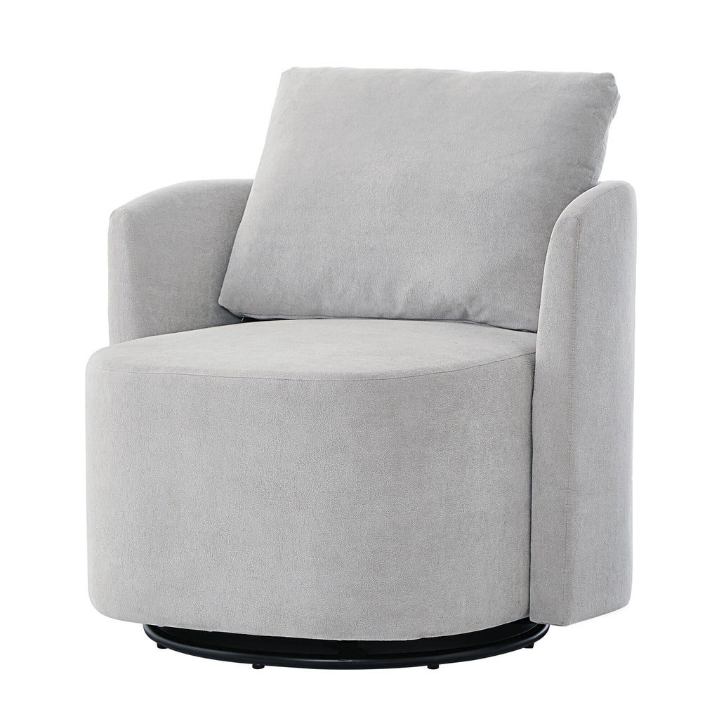 360Â° Swivel Chair, Chenille Barrel Armchair, Curved Design Lounge Chair Upholstered Swivel Sofa Chair for Living Room