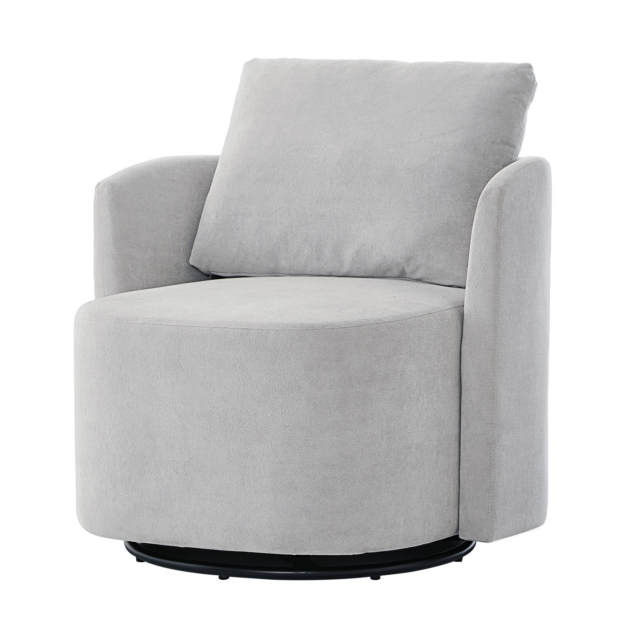 360Â° Swivel Chair, Chenille Barrel Armchair, Curved Design Lounge Chair Upholstered Swivel Sofa Chair for Living Room