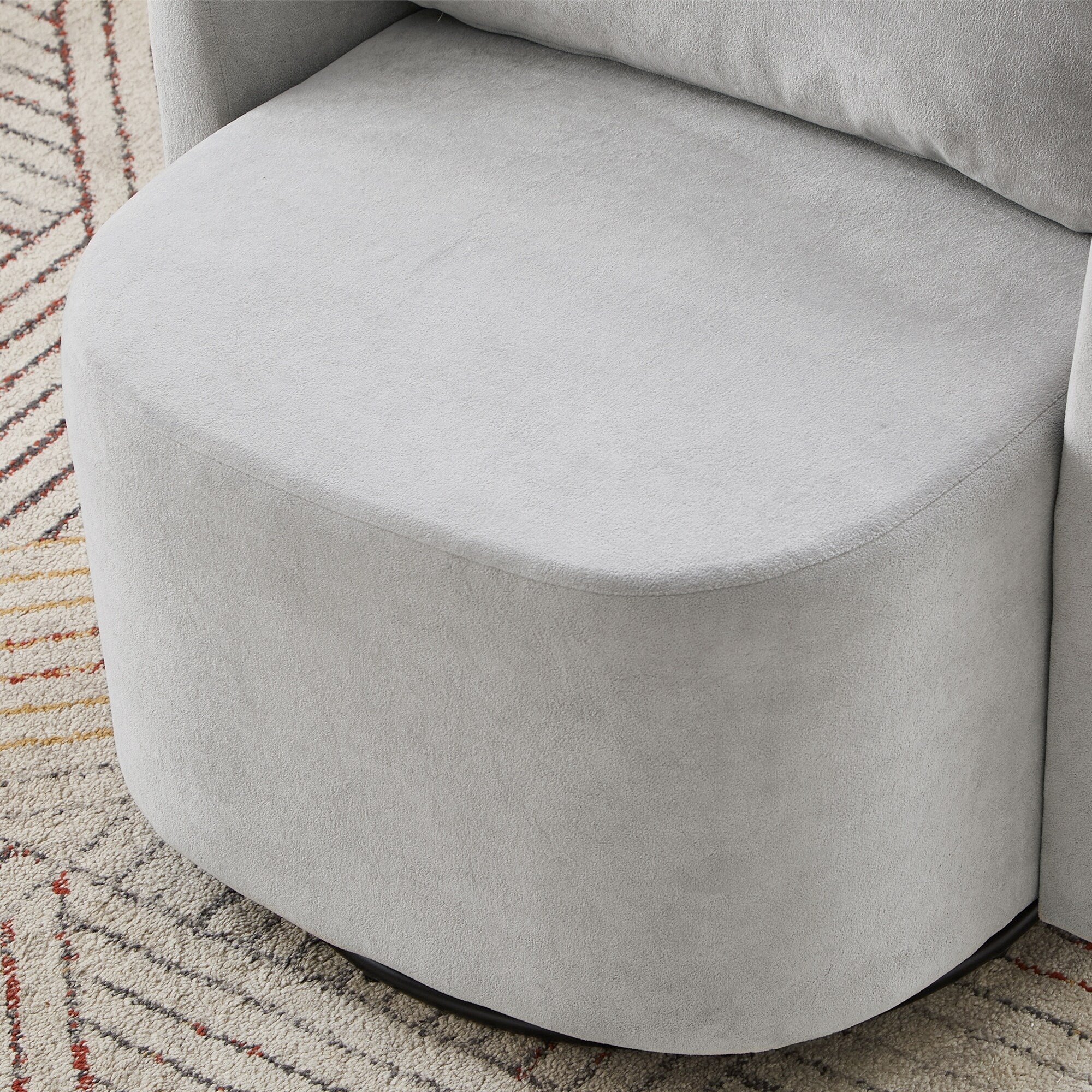 360Â° Swivel Chair, Chenille Barrel Armchair, Curved Design Lounge Chair Upholstered Swivel Sofa Chair for Living Room
