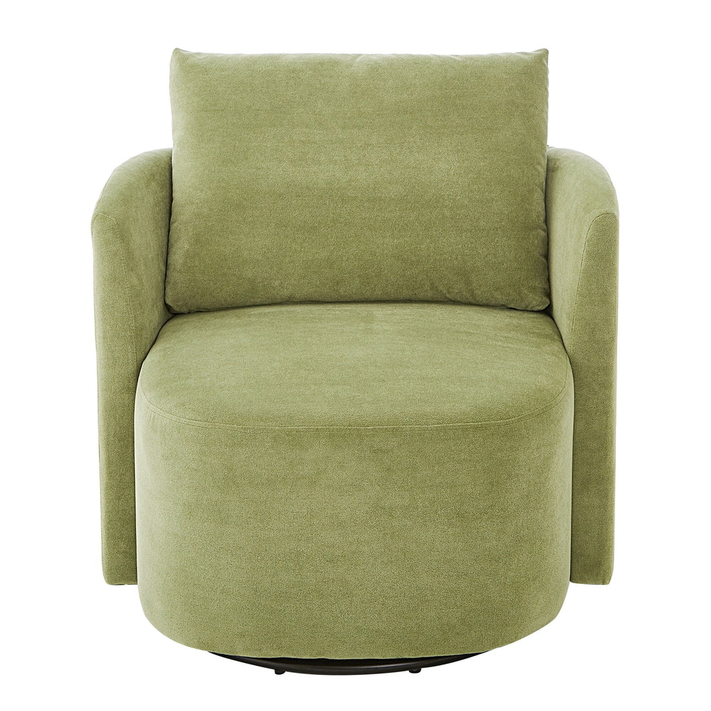 360Â° Swivel Chair, Chenille Barrel Armchair, Curved Design Lounge Chair Upholstered Swivel Sofa Chair for Living Room