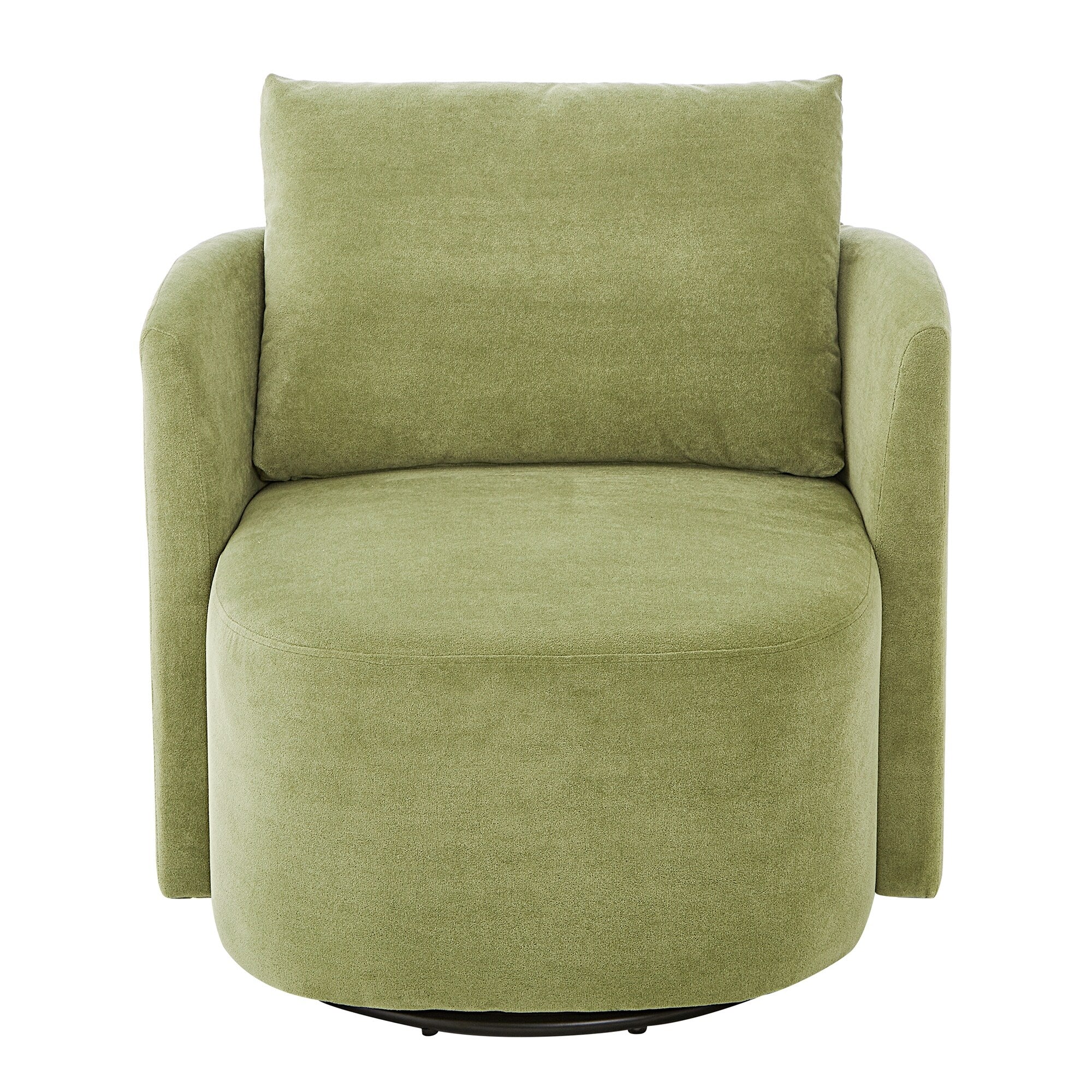 360Â° Swivel Chair, Chenille Barrel Armchair, Curved Design Lounge Chair Upholstered Swivel Sofa Chair for Living Room