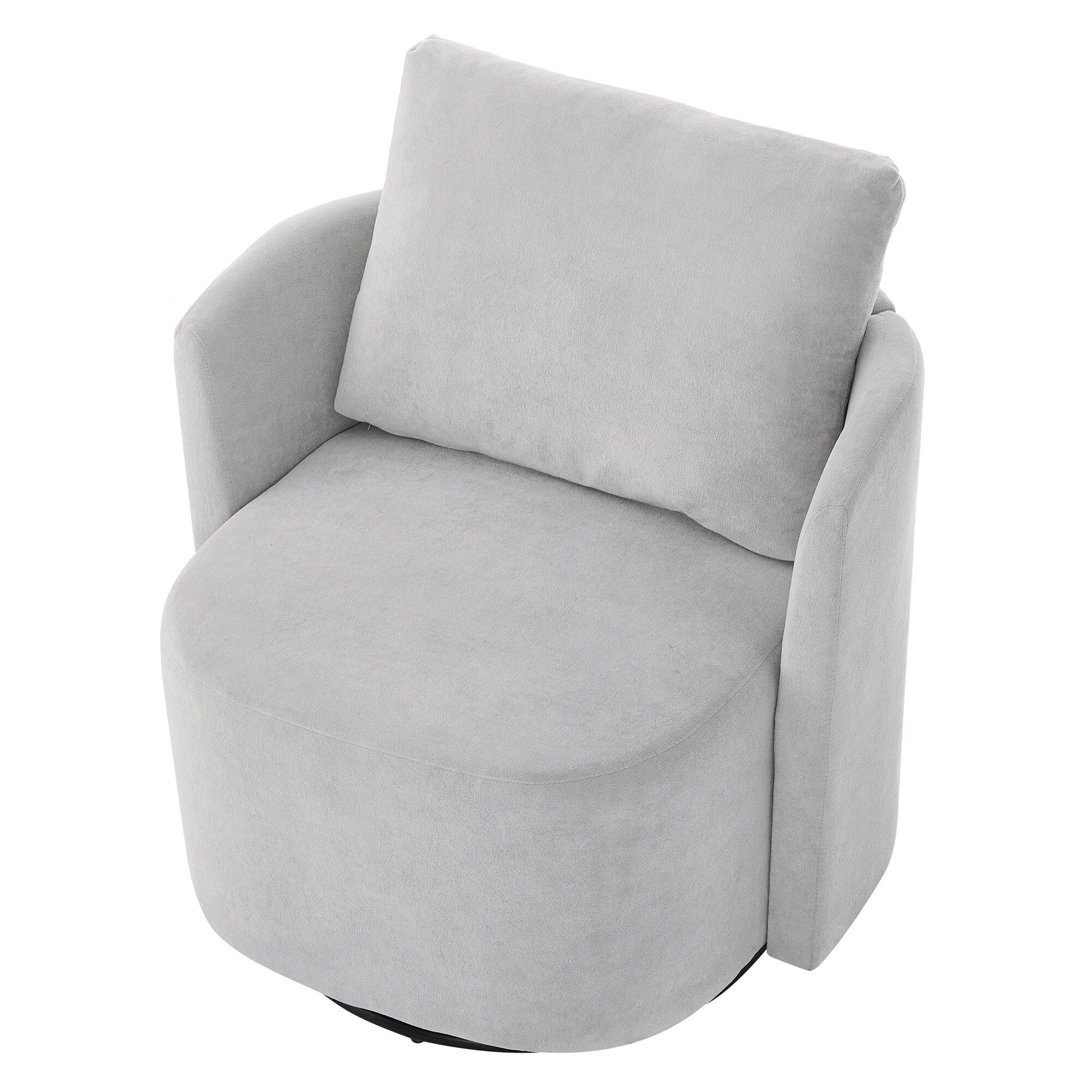 360Â° Swivel Chair, Chenille Barrel Armchair, Curved Design Lounge Chair Upholstered Swivel Sofa Chair for Living Room