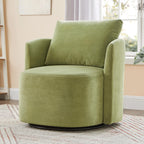360Â° Swivel Chair, Chenille Barrel Armchair, Curved Design Lounge Chair Upholstered Swivel Sofa Chair for Living Room