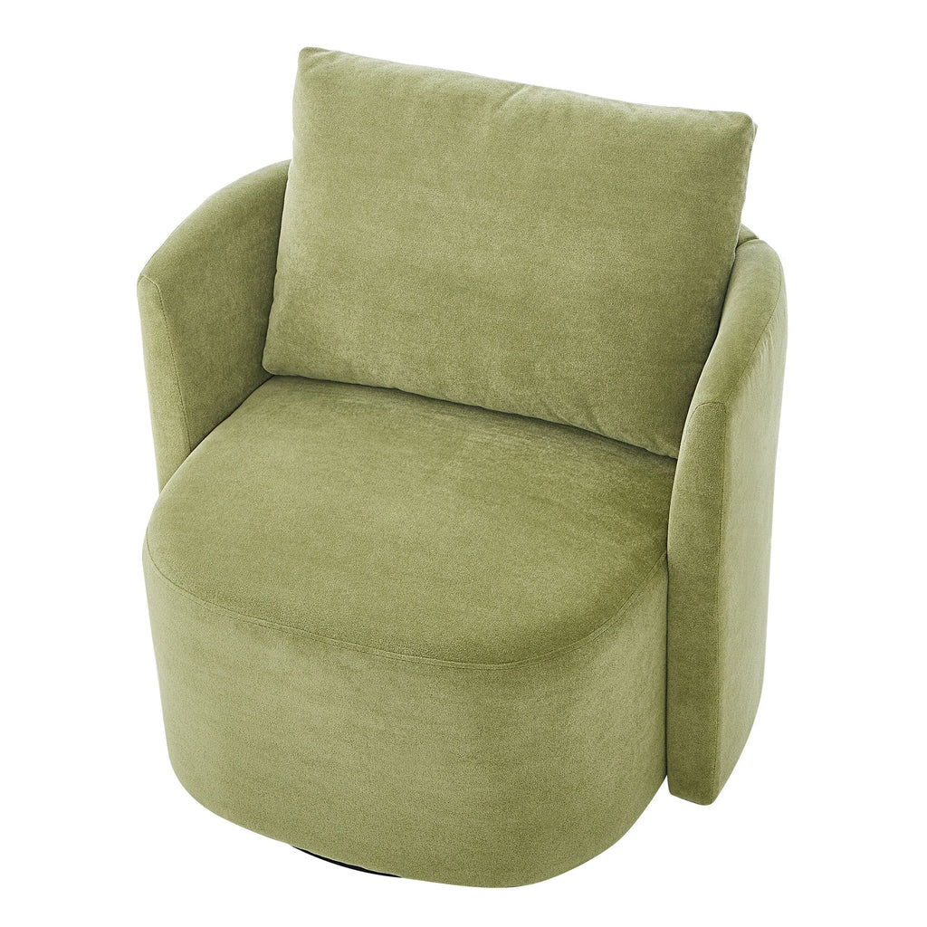 360Â° Swivel Chair, Chenille Barrel Armchair, Curved Design Lounge Chair Upholstered Swivel Sofa Chair for Living Room