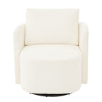 360Â° Swivel Chair, Chenille Barrel Armchair, Curved Design Lounge Chair Upholstered Swivel Sofa Chair for Living Room