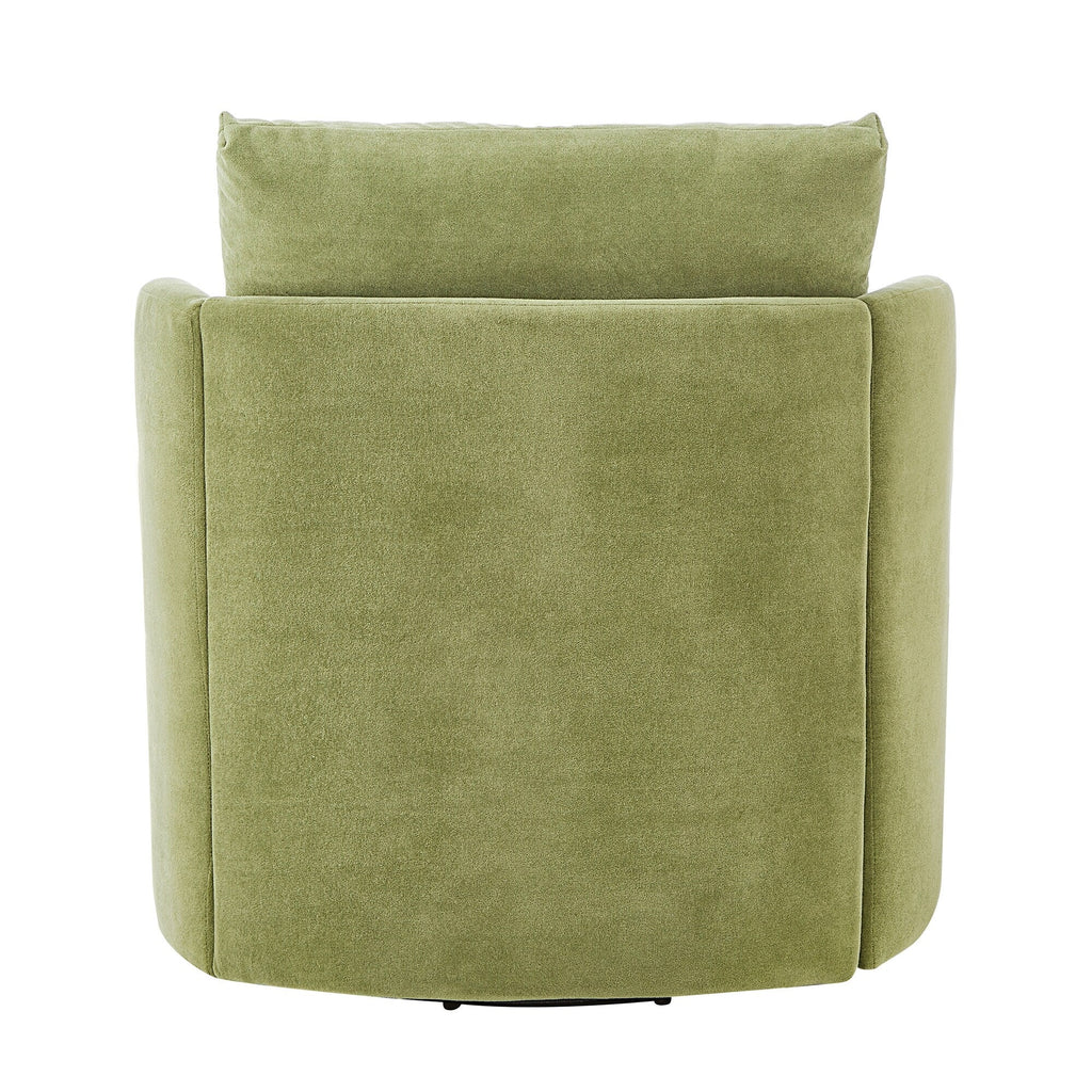 360Â° Swivel Chair, Chenille Barrel Armchair, Curved Design Lounge Chair Upholstered Swivel Sofa Chair for Living Room