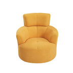 360Â° Swivel Chair, Upholstered Barrel Chair with Adjustable Headrest Modern Swivel Round Sofa Chair for Living Room