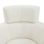 360Â° Swivel Chair, Upholstered Barrel Chair with Adjustable Headrest Modern Swivel Round Sofa Chair for Living Room