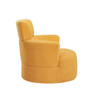 360Â° Swivel Chair, Upholstered Barrel Chair with Adjustable Headrest Modern Swivel Round Sofa Chair for Living Room