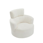 360Â° Swivel Chair, Upholstered Barrel Chair with Adjustable Headrest Modern Swivel Round Sofa Chair for Living Room