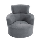 360Â° Swivel Chair, Upholstered Barrel Chair with Adjustable Headrest Modern Swivel Round Sofa Chair for Living Room