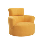 360Â° Swivel Chair, Upholstered Barrel Chair with Adjustable Headrest Modern Swivel Round Sofa Chair for Living Room