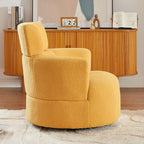 360Â° Swivel Chair, Upholstered Barrel Chair with Adjustable Headrest Modern Swivel Round Sofa Chair for Living Room