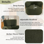 360Â° Swivel Chair, Upholstered Barrel Chair with Adjustable Headrest Modern Swivel Round Sofa Chair for Living Room