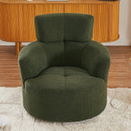 360Â° Swivel Chair, Upholstered Barrel Chair with Adjustable Headrest Modern Swivel Round Sofa Chair for Living Room
