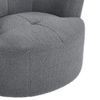 360Â° Swivel Chair, Upholstered Barrel Chair with Adjustable Headrest Modern Swivel Round Sofa Chair for Living Room