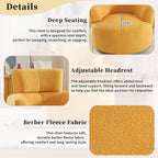 360Â° Swivel Chair, Upholstered Barrel Chair with Adjustable Headrest Modern Swivel Round Sofa Chair for Living Room