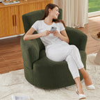 360Â° Swivel Chair, Upholstered Barrel Chair with Adjustable Headrest Modern Swivel Round Sofa Chair for Living Room