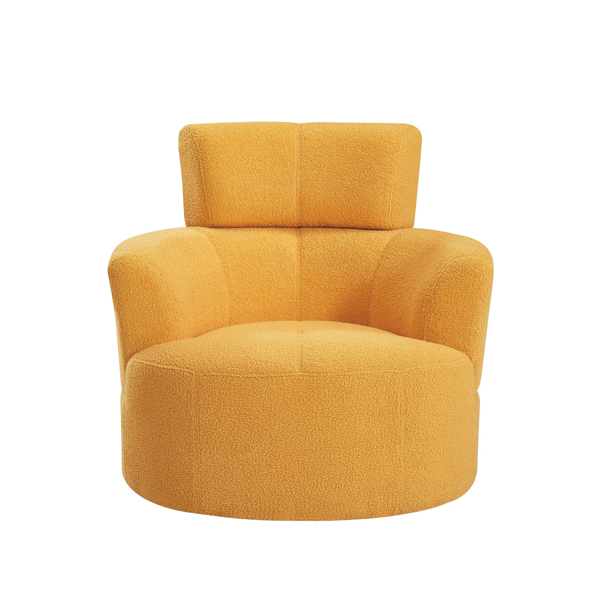 360Â° Swivel Chair, Upholstered Barrel Chair with Adjustable Headrest Modern Swivel Round Sofa Chair for Living Room