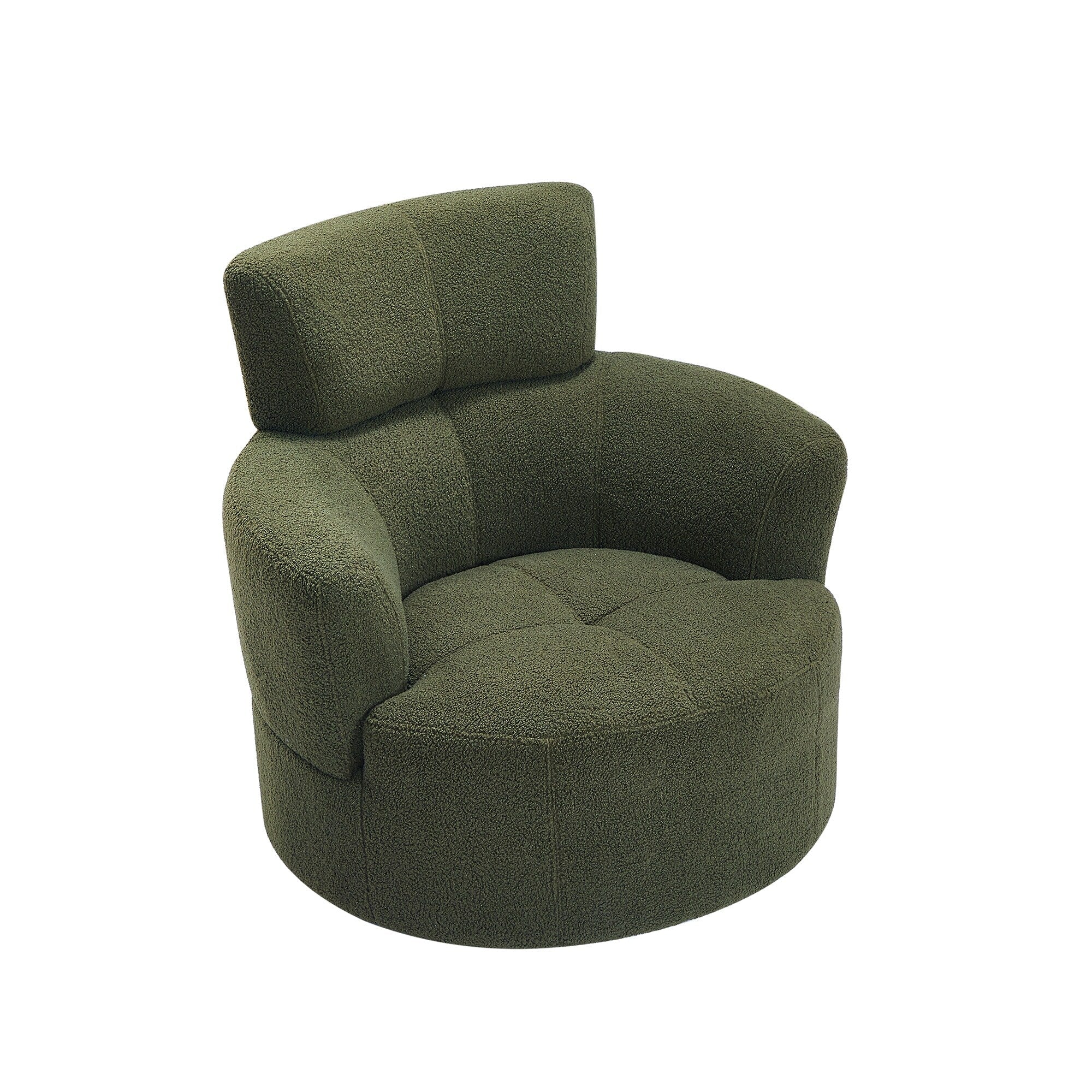 360Â° Swivel Chair, Upholstered Barrel Chair with Adjustable Headrest Modern Swivel Round Sofa Chair for Living Room