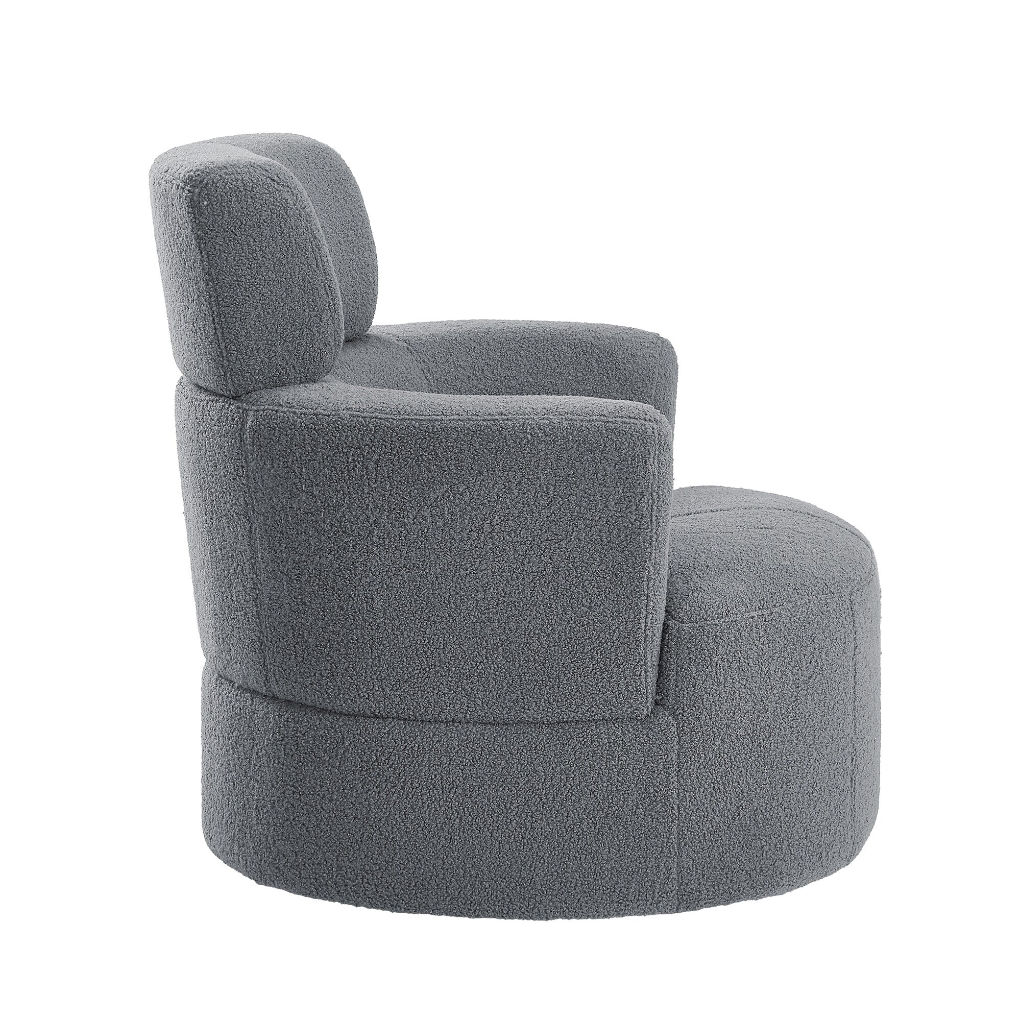 360Â° Swivel Chair, Upholstered Barrel Chair with Adjustable Headrest Modern Swivel Round Sofa Chair for Living Room